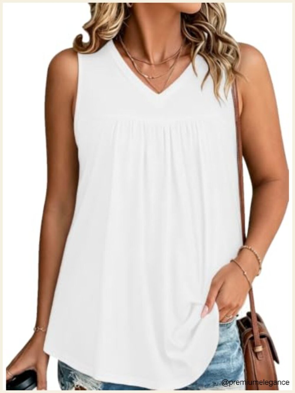 Sleeveless V-Neck Tank Top Loose Fit Tunic Blouse